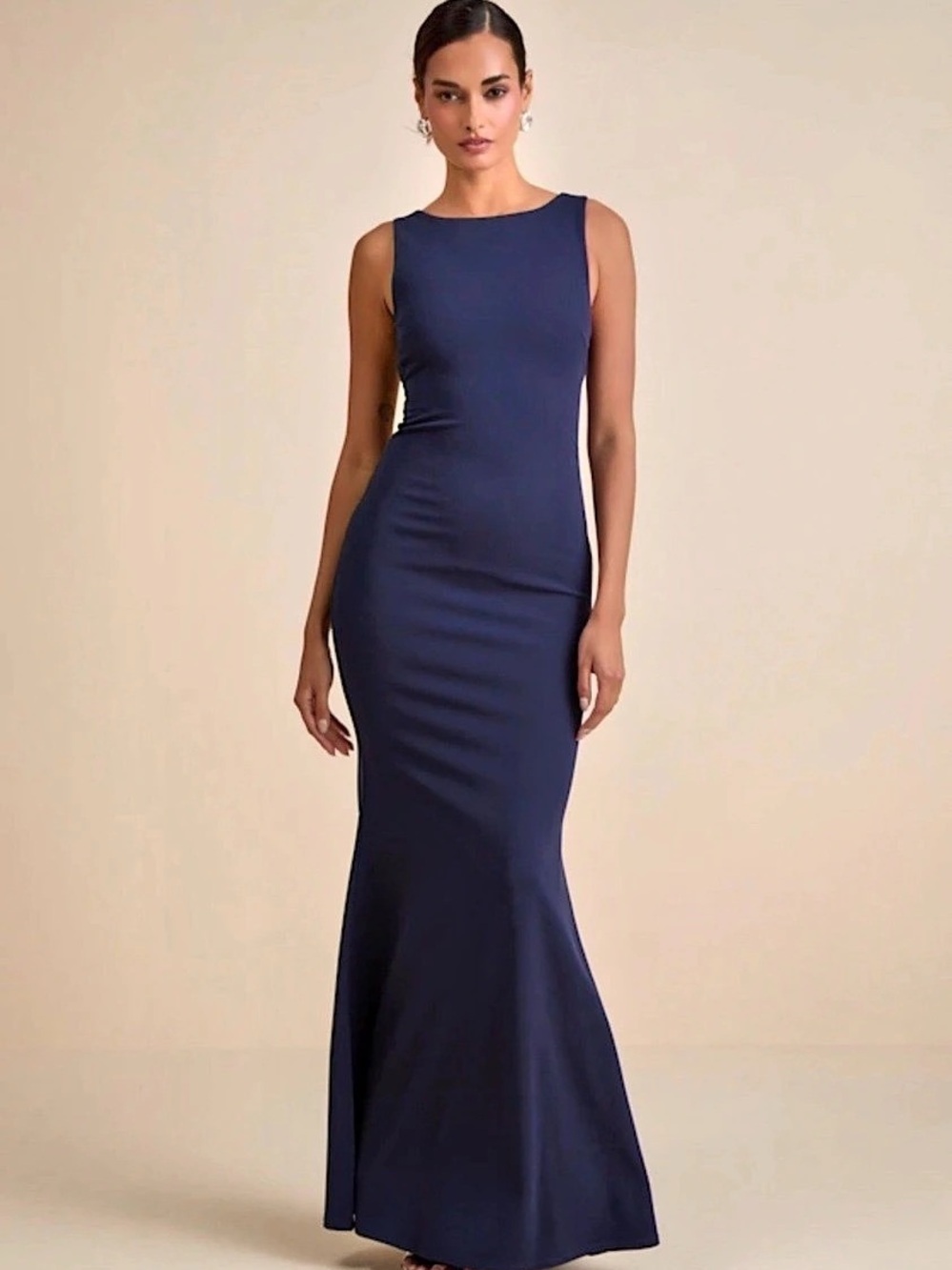 Navy Open Back Maxi Dress